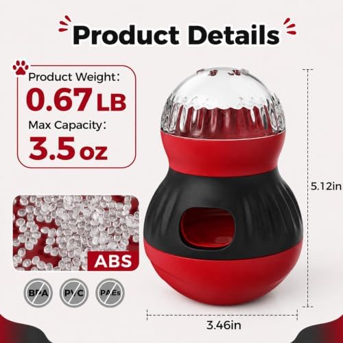 Interactive Cat Wobble Toy Treat Dispenser – Cat Puzzle Feeder & Slow Feeder Ball for Indoor Cats, Small Dog Enrichment Toy for Puppies (RED) - Image 5