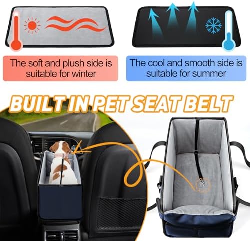 Portable Dog Car Seat for Small Dogs, Puppy Car Seat, Navy Blue - Image 6