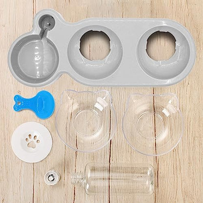 Triple Cat Bowls - 3-in-1 Water Feeder & Food Bowls with Automatic Water Bottle, Whisker Friendly, Elevated Feeding Dishes for Small Cats & Puppies (Lead White) - Image 6