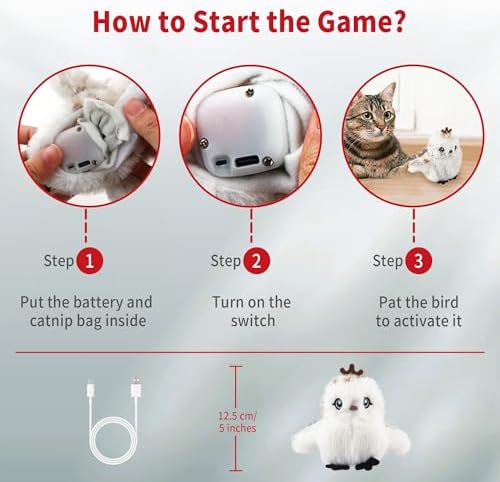 Gigwi Flappy Bird Cat Toy, USB-Charged Squeaky Catnip Toy for Indoor Cats - Image 3