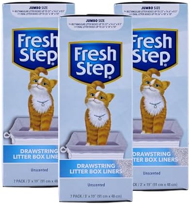 Fresh Step Drawstring Cat Litter Liners, Unscented, 3 ft x 19 in, 7Ct, 3-Pk by FreshStep
