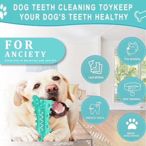 Dog Teeth Cleaning Toy for Training, Playing, Chewing - Squeaky Toys for Aggressive Chewers - Toothbrush Stick Bone for Medium Large Dogs (Blue) (Pack of 2) - Image 3