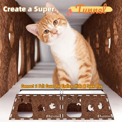 Cat Tunnel House for Indoor Cats, 3-in-1 Felt Cave and Scratcher - Image 2