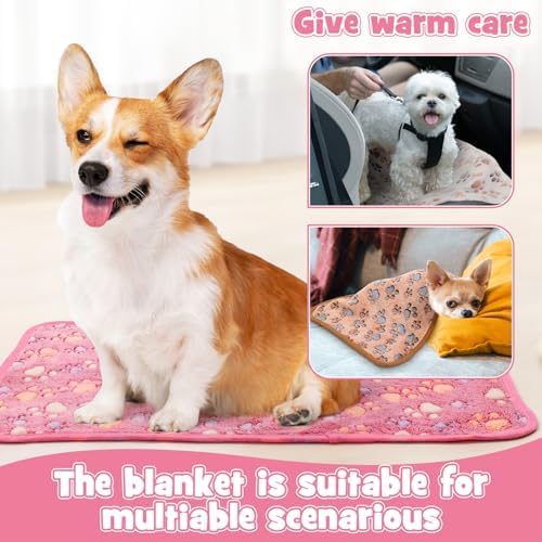 Tegeme 12 Pcs Puppy Blanket for Cat, 23 x 16 Inch Pink, Beige, Camel - Image 4