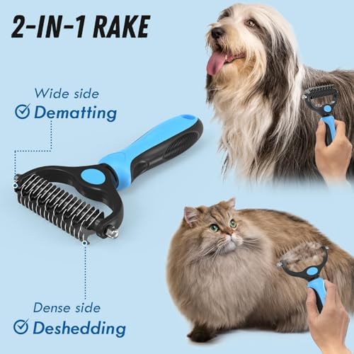 Dog and Cat Grooming Kit – Deshedding Brush, Pet Grooming Comb & Hair Grooming Glove for Shedding,Detangling & Undercoat Care, Safe for Long & Short Hair Pet, 3-in-1 Solution - Image 4
