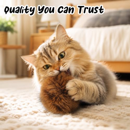 3pcs Soft Fluffy Rabbit Fur Cat Toys Cat Toy Faux Rabbit Fur Ball - Image 3