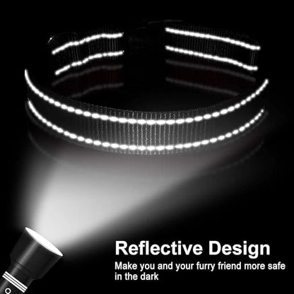 FunTags Reflective Dog Collar, Sturdy Nylon Collars for Puppy and Extra Small Girl and Boy Dogs, Adjustable Dog Collar with Quick Release Buckle,Black,5/8" Width