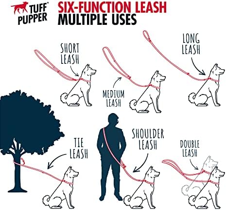 Tuff Pupper Heavy Duty Multi Function Crossbody Leash | 6 Uses in One Cross body Leash | 8 Feet Hands Free Leashes | Two Dog Leashes | Ballistic Nylon & Thick Neoprene Padding, Small Medium Large Dogs - Image 3