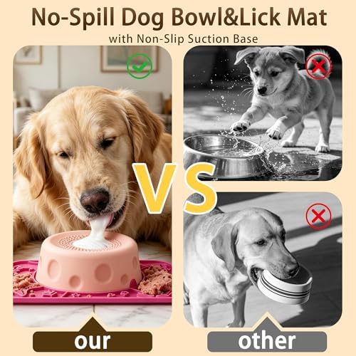 Slow Feeder Dog Bowls with Rolling Ball & Lick Mat for Dogs and Cats - Image 4