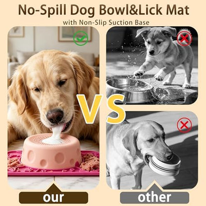 Slow Feeder Dog Bowls with Rolling Ball & Lick Mat for Dogs and Cats - Image 4