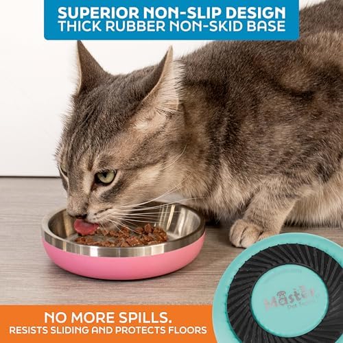 Master Pet Supply Stainless Steel Cat Bowls 9 oz Heavy Duty Aqua Sky - Image 4