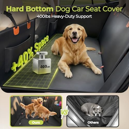 Back Seat Extender for Dogs, Hard Bottom Dog Car Seat Cover for Back Seat, Upgraded Waterproof PU Leather, Easy to Clean, Anti-Scratch & Durable Dog Hammock for Car and SUV, Holds 400lbs, Black - Image 4
