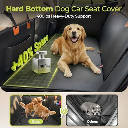 Back Seat Extender for Dogs, Hard Bottom Dog Car Seat Cover for Back Seat, Upgraded Waterproof PU Leather, Easy to Clean, Anti-Scratch & Durable Dog Hammock for Car and SUV, Holds 400lbs, Black - Image 4