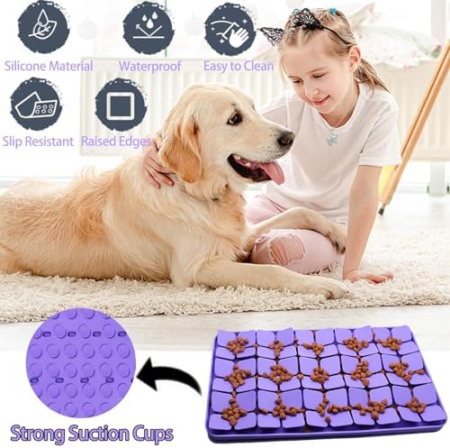 Silicone Snuffle Mat for Small Medium Dogs,Slow Feeder Lick Mat for Pet Slow Down Eating,Encourages Natural Foraging Skill,Interactive Feed Game Toy Lick Mat Bowl for All Breed Dog - Image 4
