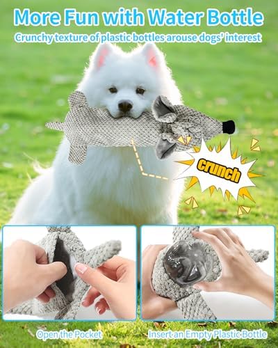 Dog Toys, Squeaky Plush No Stuffing Crinkle Dog Toy for Small Medium Large Dogs, Interactive Puppy Teething Water Bottle Dog Chew Toy (Mouse) - Image 2