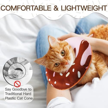 Cat Cone Collar Soft, Cute Cat Donut Collar After Surgery, Adjustable Kitten Recovery Cones to Stop Licking, Lightweight Neck Elizabethan Collars for Cats Kittens (Chocolate, Large) - Image 4