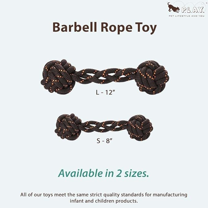 P.L.A.Y. Outdoor Dog Toys - Scout & About Barbell Rope Chew Toy, Great for Medium & Large Dogs - Machine Washable, Ultra-Durable, Good for Agility Training, Tugging, Fetch (Large)