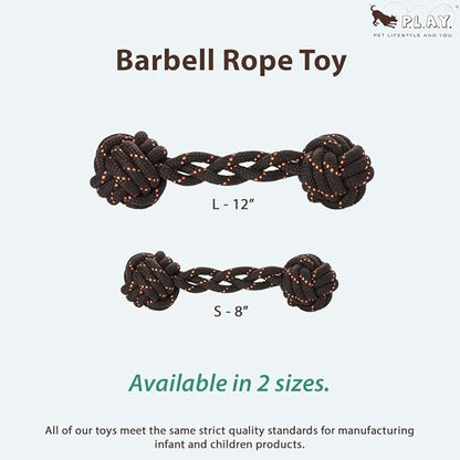 P.L.A.Y. Outdoor Dog Toys - Scout & About Barbell Rope Chew Toy, Great for Medium & Large Dogs - Machine Washable, Ultra-Durable, Good for Agility Training, Tugging, Fetch (Large)