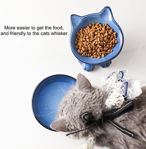 Nihow Elevated Cat Bowls,5 Inch Ceramic Raised Cat Food and Water Bowl Set - Image 6