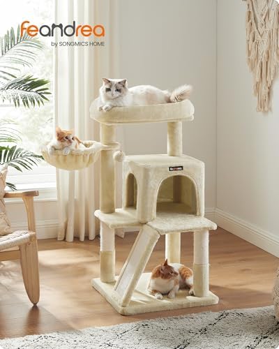 Feandrea Cat Tree, 37.8-Inch Tall Cat Tower, Multi-Level Condo, Beige - Image 2