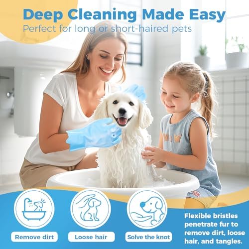 Pet Grooming Gloves, Dog Washing Gloves with Silicone Teeth, Dog Bathing Shampoo Brush, Heat Resistant Five-Finger Design for Bathing, Massaging, Hair Removal, Suitable for Dogs and Cats - Image 2