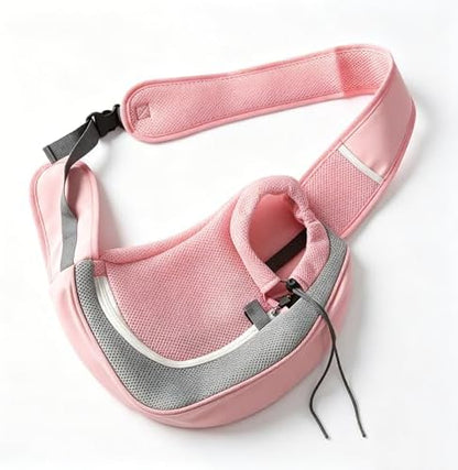 Dog Sling Carrier, Up to 5 lbs, Breathable Mesh Hand-Free Bag for Small Dogs Cat for Traveling, Hiking, Medium, Pink - Image 2