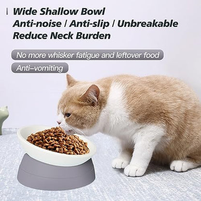 Ravitat 4Pcs Elevated Cat Food Bowl - Adjustable, Anti-Slip & Anti-Noise, Protects Pet's Spine, Thickened Plastic, 17 Oz - Image 2