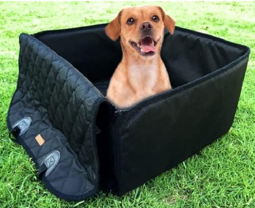 Flow.Month Pet Front Seat Cover Pet Booster Seat,Deluxe 2 in 1 Dog Seat Cover for Cars Waterproof Dog Front Seat Cover Pet Bucket Seat Cover with Safety Belt(Black)