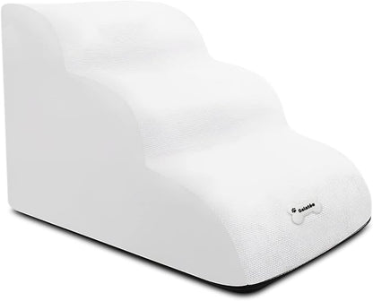 Dog Stairs, Soft Comfortable Pet Stairs with Washable & Zippered Cover, Easy Climb Dog Ramp Steps, Dog Ramps for Sofa Bed(White)