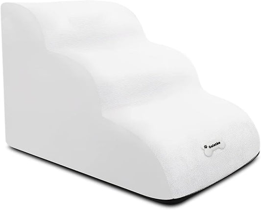 Dog Stairs, Soft Comfortable Pet Stairs with Washable & Zippered Cover, Easy Climb Dog Ramp Steps, Dog Ramps for Sofa Bed(White)