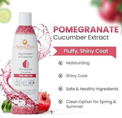 Dog Shampoo and Conditioner - Aromatic Tearless Shampoo for Cleansing, Grooming, and Conditioning - Moisturizing Anti Itch Shampoo for Dogs and Puppies - Pomegranate Cucumber 13.5 oz - Image 5
