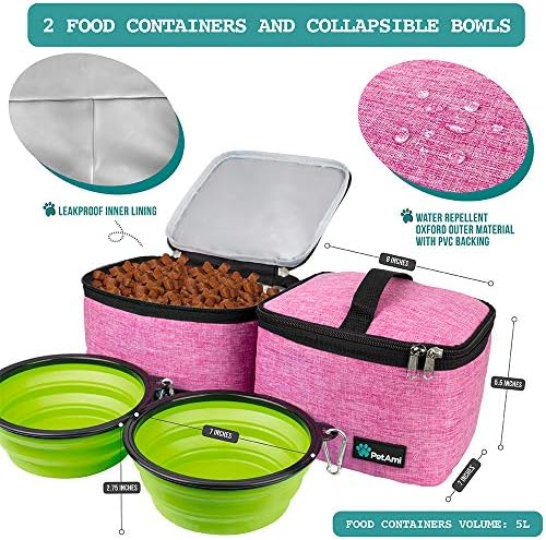 PetAmi Dog Travel Bag Organizer, Pet Supplies Tote Diaper Bag, Pink Large - Image 3