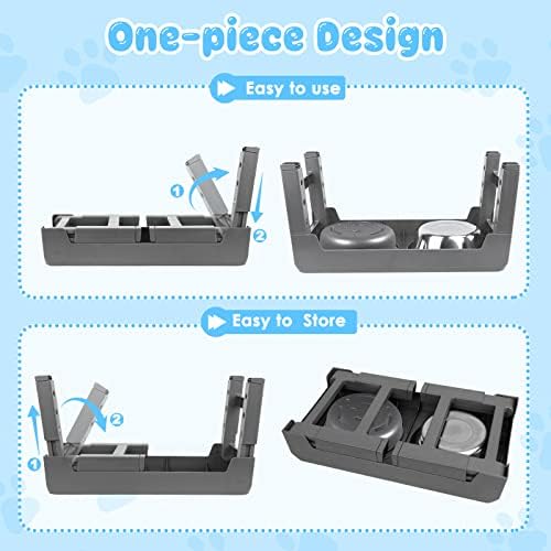 URPOWER Raised Dog Bowls 4 Height Adjustable Elevated Bowl Stand - Image 6