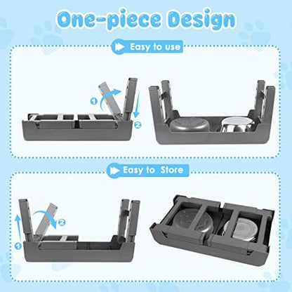 URPOWER Raised Dog Bowls 4 Height Adjustable Elevated Bowl Stand - Image 6