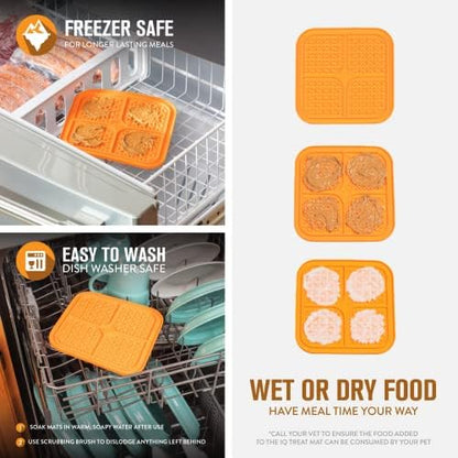 Hyper Pet IQ Treat Dog Slow Feeder & Cat Slow Feeder Used for Eating of Meals or Treats for Better Digestion (Enrichment lick mat Made in the USA - Large Orange Lick Pad Easy to Clean) - Image 5