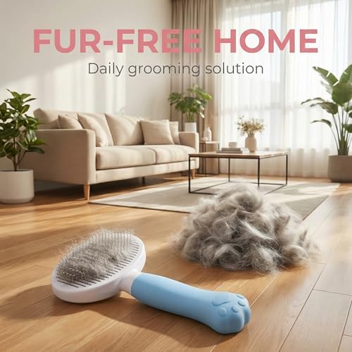 Cat Brush for Shedding for Indoor Cats & Dog Brush for Shedding - Perfect for Long & Short Haired Pets,Pet Brush for Dogs and Cats - Deshedding & Grooming Tool (Gray) - Image 6