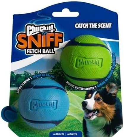 Chuckit! Sniff Ball Dog Toy, Bacon and Peanut Butter, Medium, 2 Pack by Chuckit