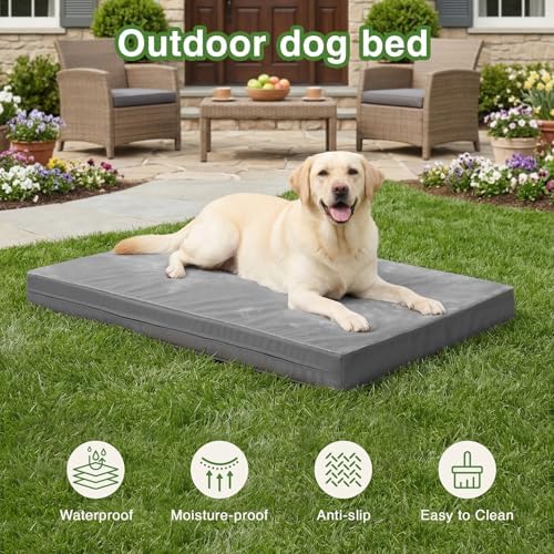 Waterproof Outdoor Dog Bed Large Sized, Washable Crate Pad 35" Orthopedic - Image 3