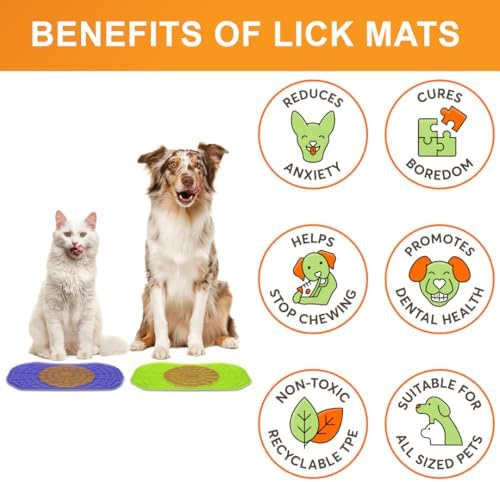 Neater Pets Neat-LIK Dog Lick Mat, Lick Mat for Dogs, Cats, Puppy, Reduces Anxiety & Boredom, Peanut Butter Slow Feeder, Interactive Treat Licking Pad, Mats for Small & Large Breed (Purple & Green) - Image 3