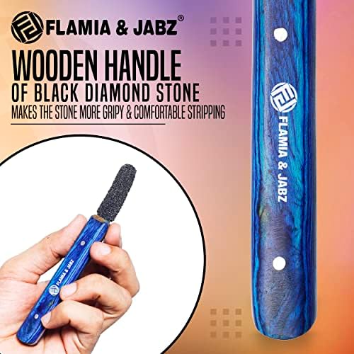 FLAMIA & JABZ Stripping Metal Stone Diamond Edged for Dogs, Cats & Pets with Wooden Grip (Coarse) - Image 2