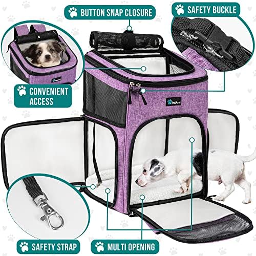 PetAmi Dog Backpack Carrier, Airline Approved 4-Way Entry Cat Bag, Purple - Image 3