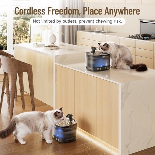 Veken 85oz/2.5L Cordless Cat Water Fountain for Cats, Dogs, Pets, Black - Image 2