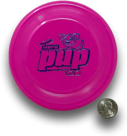 Hero Disc USA Hero Pup 120 Mini Dog Disc, Outdoor Dog Toy and Mini Disc, Small Dog Flying Disc Pack of 3 (Colors Will Vary)