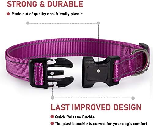 Reflective Dog Collar, Puppy Collar with Buckle Adjustable, Purple XS - Image 2
