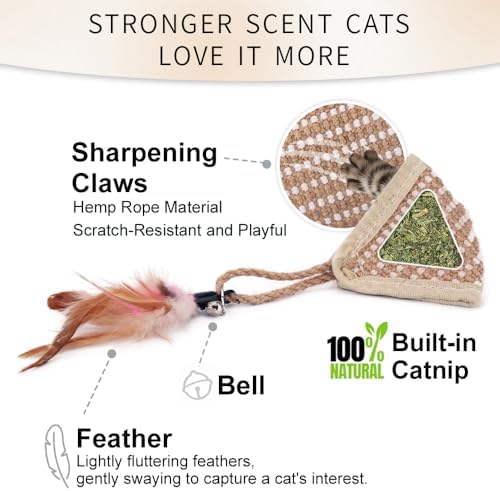 PAZ'S GIFT Cat Toy with Organic Catnip,Feathered Soft Sisal Material, Interactive Scratching and Kicking Chew Toy for Indoor Kittens - Image 2
