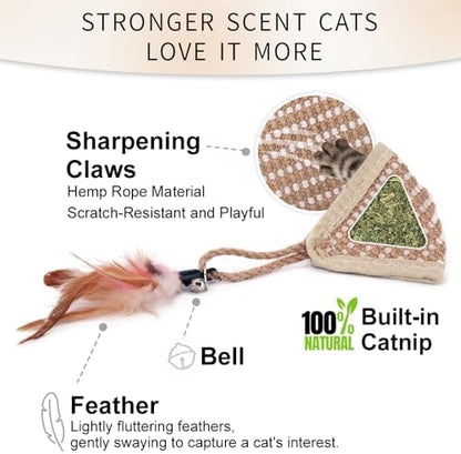 PAZ'S GIFT Cat Toy with Organic Catnip,Feathered Soft Sisal Material, Interactive Scratching and Kicking Chew Toy for Indoor Kittens - Image 2