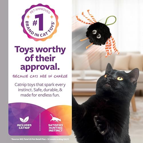 SmartyKat Halloween Soarin' Spider Launcher Catnip Cat Toy - Black/Orange, One Size - Image 2