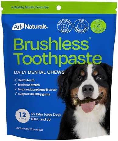 Ark Naturals Brushless Toothpaste Dog Dental Chews - XL Breeds (12 ct) by ARKNATURALS