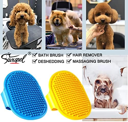 Dog Grooming Brush, Pet Shampoo Bath Brush Shedding Soothing Massage Rubber Comb with Adjustable Ring Handle for Long Short Haired Dogs and Cats 2pcs - Image 7