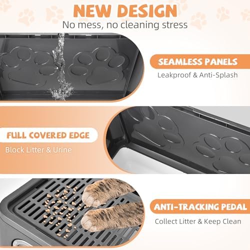 Covered Cat Litter Box, Extra Large Drawer Design with Dual Entry,Dark Grey - Image 5